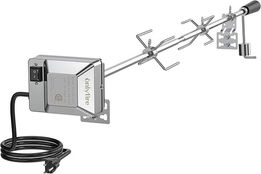 BBQ Grill Rotisserie with 110V Electric Motor installed.